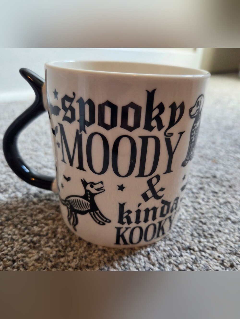 Spooky Moody & Kinda Kooky Skeleton Dogs Black & White Ceramic Mug